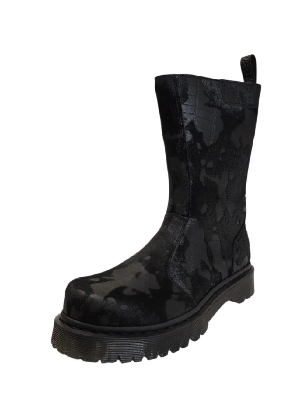 Brand-New Dr. Martens REJENA Hair On Croc Emboss Leather Black Women's Size 9